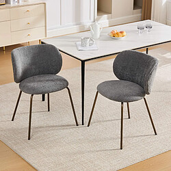 Smartue Lot de 2 chaises de salle à manger en chenille gris