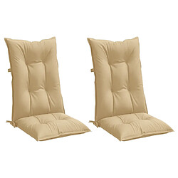 Acheter vidaXL Coussins de chaise à dossier haut lot de 2 beige mélangé tissu