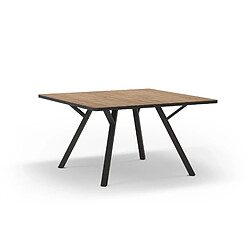 Casanova Table à manger carrée 136 cm pieds en métal noir - Chêne clair
