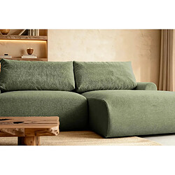 Acheter Casanova Canapé d'angle convertible tissu lisse 4 places Vert Gauche