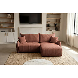 Avis Casanova Canapé angle convertible petit velours côtelé 3 places Droit Terracotta