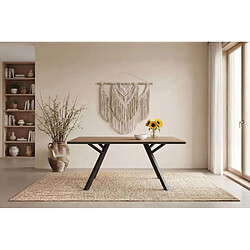 Casanova Table à manger carrée 136 cm pieds en métal noir - Chêne clair