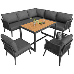 Merax Ensemble De Jardin 7 Places-en Forme De L-en Fer-résistant Aux Uv-Gris