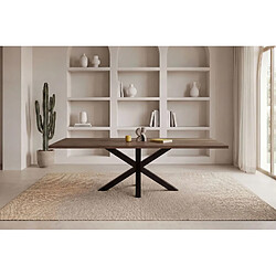 Casanova Table à manger rectangulaire 180 cm pieds en métal noir - Chêne foncé