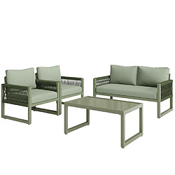 Merax Canapé De Jardin-salon De Jardin-4 Pieces-structure En Fer Galvanisé-vert
