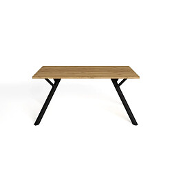 Casanova Table à manger 160cm pieds en métal noir - Chêne clair