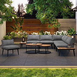 Merax Set Repas Jardin 6 Places (2 Canapés + 2 Fauteuils + 2 Tables) - Acier Galvanisé