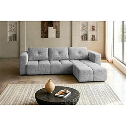 Avis Casanova Canapé d'angle convertible tissu chenille 4 places Gris clair