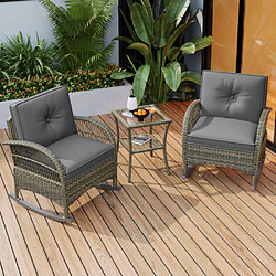 Merax Ensemble De Balcon En Rotin (3 Pièces)-capacité De Charge 160 Kg-pour Jardin/terrasse-gris