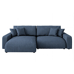 Casanova Canapé d'angle convertible velours côtelé 4 places Bleu