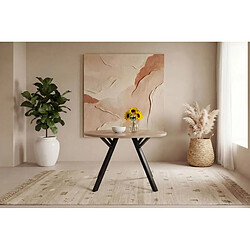 Casanova Table à manger ronde 120 cm pieds en métal noir - Chêne clair