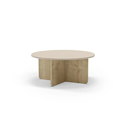 Casanova Table basse ronde 80 cm en mélamine - Chêne clair