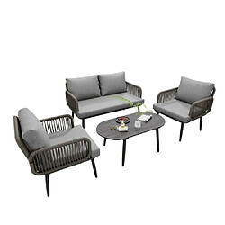 Merax Canapé De Jardin-salon De Jardin-4 Pièces-acier Galvanisé-gris