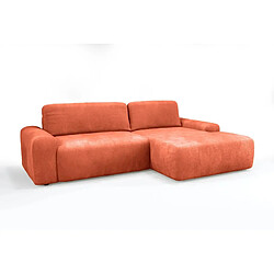 Casanova Canapé angle convertible tissu bouclette 4 places Gauche Terracotta