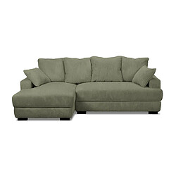 Casanova Canapé d'angle convertible velours côtelé 4 places Gauche - Vert