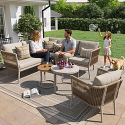 Merax Ensemble De Canapé De Jardin-pour 5 à 6 Personnes-canapé D'angle Modulable-beige