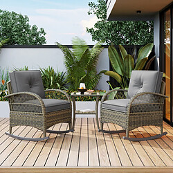 Avis Merax Ensemble De Balcon En Rotin (3 Pièces)-capacité De Charge 160 Kg-pour Jardin/terrasse-gris
