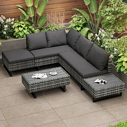 Merax Salon De Jardin-meubles De Jardin Pour 5 Personnes-En Tissu Amovible Et Lavable-Gris