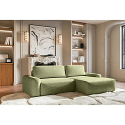 Casanova Canapé d'angle convertible tissu texturé 4 places Droit Vert