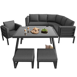 Merax Ensemble De Meubles De Jardin-salon De Jardin-en Forme De Croissant 8 Places-gris