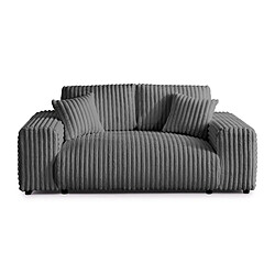 Casanova Canapé droit velours côtelé 2 places Gris foncé