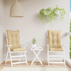 Avis vidaXL Coussins de chaise à dossier haut lot de 2 beige mélangé tissu