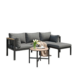 Merax Canapé De Jardin-salon De Jardin-3 Pièces-acier Galvanisé-résistant Uv-gris