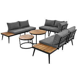 Merax Set Repas Jardin 6 Places (2 Canapés + 2 Fauteuils + 2 Tables) - Acier Galvanisé