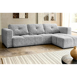 Casanova Canapé d'angle convertible tissu chenille 4 places Gris clair pas cher