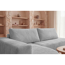 Acheter Casanova Canapé d'angle convertible velours côtelé 4 places Gris clair Gauche