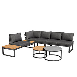 Merax Set Extérieur 4-5 Places - 2 Tables Empilables, Acier Galvanisé + Coussins Gris Inclus