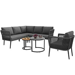 Merax Ensemble De Canapé De Jardin-pour 5 à 6 Personnes-canapé D'angle Modulable-gris