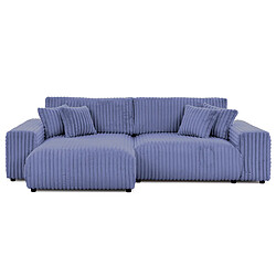 Casanova Canapé d'angle convertible velours côtelé 4 places - Bleu