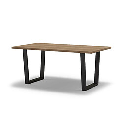 Casanova Table à manger rectangulaire 180 cm pieds en métal noir - Chêne clair