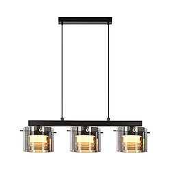 ZMH Suspension 3 Lumières Verre Suspendue LED Hauteur Réglable Pour Salon Cuisine