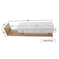 Avis modfu Meuble TV blanc brillant et couleur bois 170x36x38 cm, 2 étagères en verre, avec LED