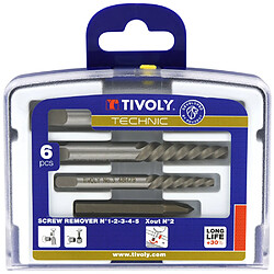 Tivoly Set 6 pièces Extracteurs vis et goujons - N°1–N°5 + X-out N°2