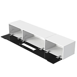 Acheter modfu Meuble TV blanc et noir brillant 180x35x30 cm, avec LED