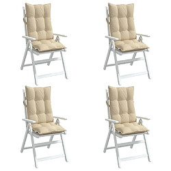Acheter vidaXL Coussins de chaise à dossier haut lot de 4 beige tissu oxford