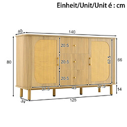 Acheter Merax Buffet Moderne Avec Tiroirs-en Rotin-grand Espace De Rangement-naturel
