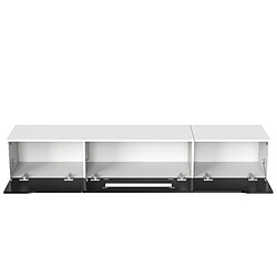 modfu Meuble TV blanc et noir brillant 180x35x30 cm, avec LED pas cher
