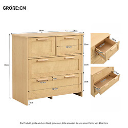 Acheter Merax Meuble De Rangement En Rotin-buffet De Haute Qualité à 4 Tiroirs-en Bois Massif-naturel