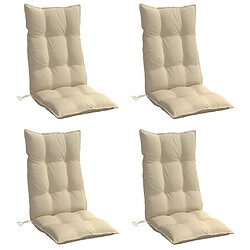 Avis vidaXL Coussins de chaise à dossier haut lot de 4 beige tissu oxford