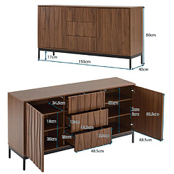 Acheter Merax Buffet-3 Tiroirs-grand Buffet-meuble De Cuisine-rangement Adjustable-chêne Foncé