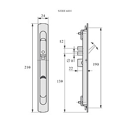 STREMLER 6401.10.0 - Argent - Serrure encastrée levier pour coulissant