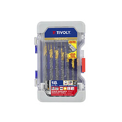Tivoly Foret métal HSS TiN 18 pcs Ø2–10 mm - Pointe 135°