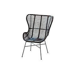 CEZARE Victoria Fauteuil Papillon - Rotin Noir - Structure Métal