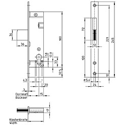 WILKA 1435 - 35 mm - Plaque inox brossé 245x24x3