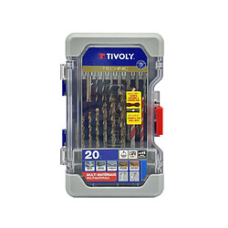 TIVOLY Set de 20 Forets Multi-matériaux - Coffret Ranger