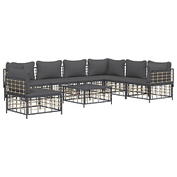 Avis vidaXL Salon de jardin 8 pcs avec coussins anthracite résine tressée